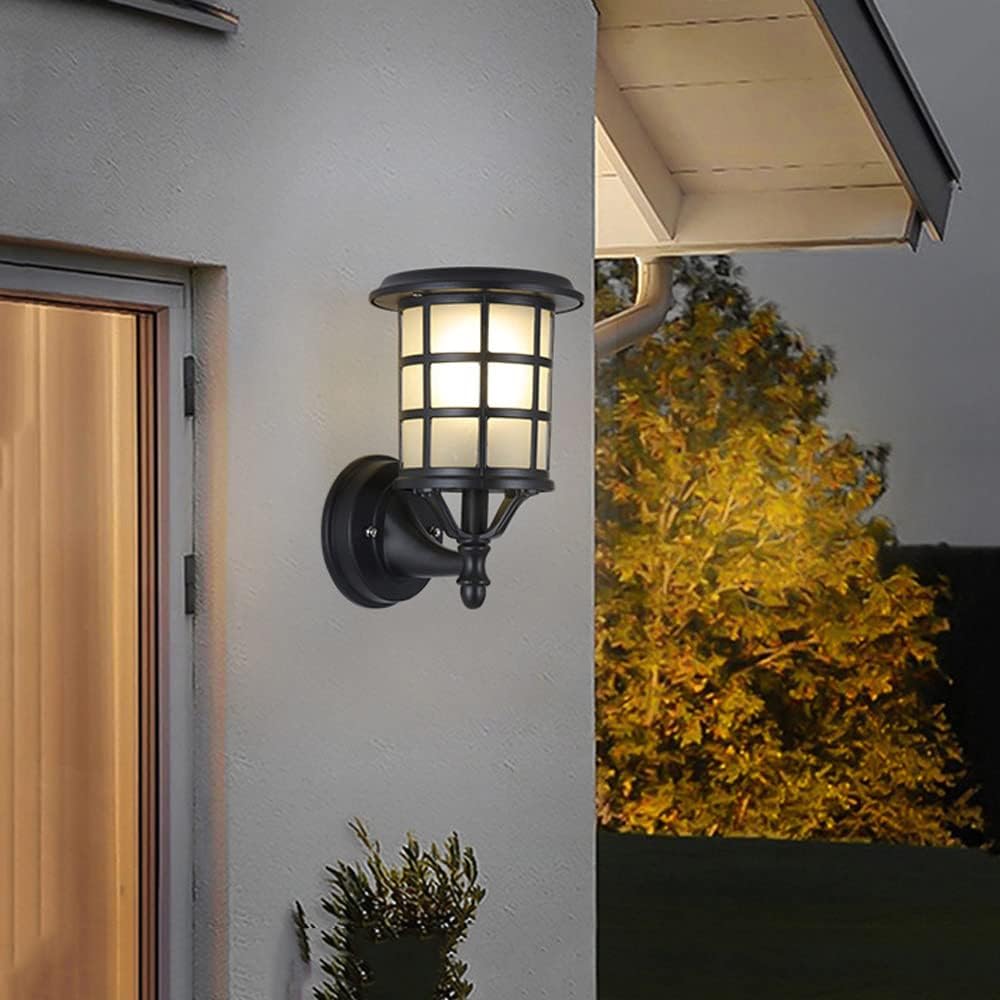 Solar Outdoor Wall Lantern Victoria Outside Porch Light, Exterior Wall Sconce with Remote Control, IP65 Waterproof Wall Mounted Lamps for House Garage Garden