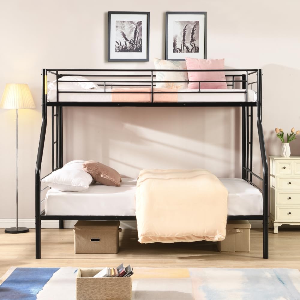 BUNK Bed Pink Twin Over Twin (Black + Metal-2)
