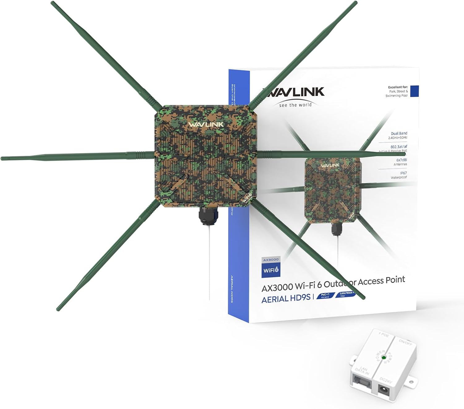 WAVLINK AX3000 Outdoor Mesh WiFi Access Point, 2026 New Model Long Range Outdoor Wireless WiFi Extender Signal Booster - Greenwood