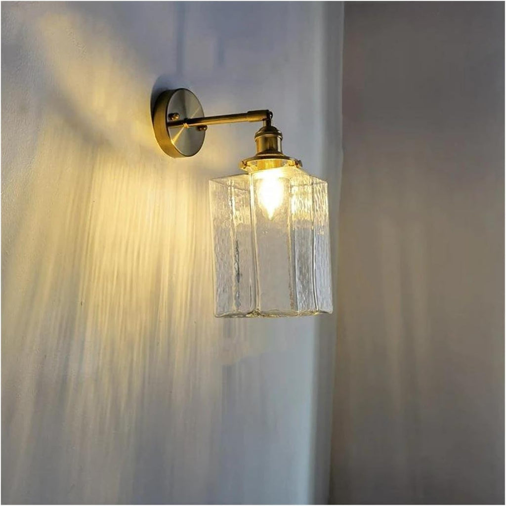 Wall Sconces, Glass LED Bathroom Mirror Light Copper Home Indoor Lighting Luminaria Bedroom Living Room Nordic Modern Wall Lamp Sconce(Switch On The Socket-A)