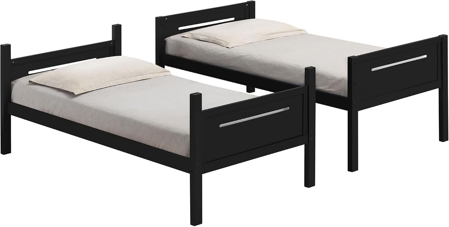 GOWE Black Twin/Twin Bunk Bed with Built-in Ladder