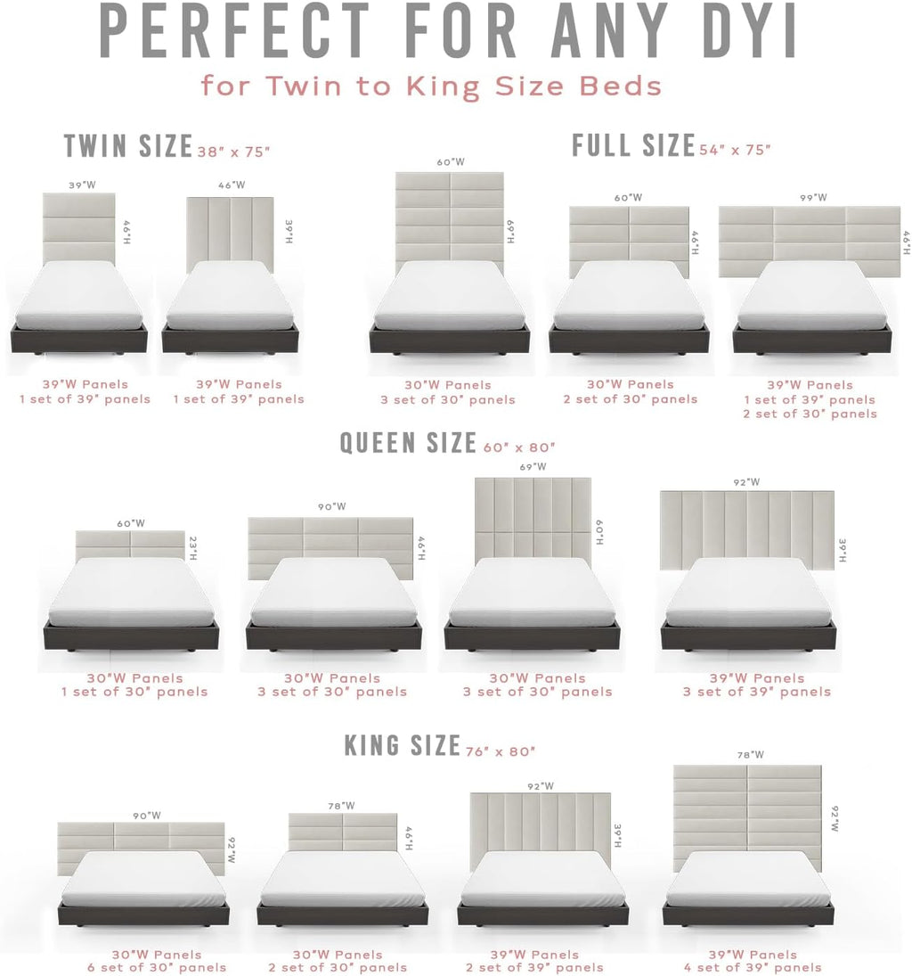 Vänt Upholstered Wall Panels - King/Cal King Size Wall Mounted Velvet Headboards - Velvet Sand Storm - Twin/King - Set of 4 Panels (Each Individual Panel 39'x11.5')