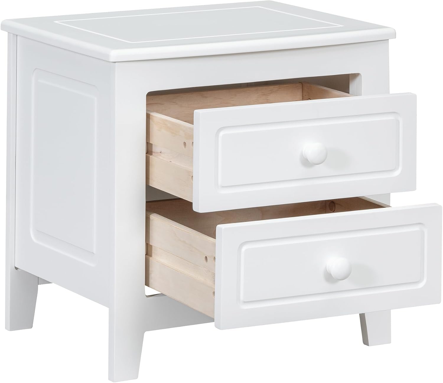 DEINPPA 3-Piece Bedroom Set, Wooden Bedroom Furniture Set Included Full Size Bed Frame and 2 Nightstands, Medieval Style-White