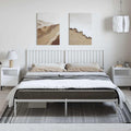 White Powder-Coated Steel Double Bed Frame with Headboard 73.6 x 86.2 x 35.6 in, 550 lb Capacity Modern Platform Bed Frame for Bedroom Guest Room and Apartment Living