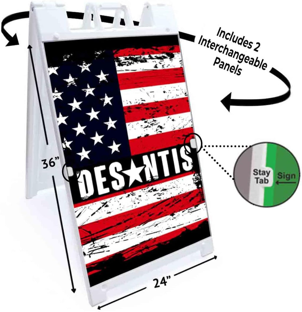 Desantis 2024 (24' X 36') Deluxe A-Frame Signicade, Includes 2 Removable Panels & Stand | Election, Political, Republican, Vote