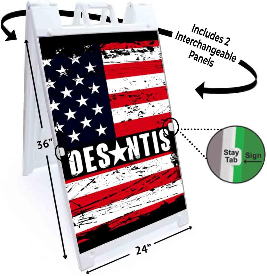 Desantis 2024 (24' X 36') Deluxe A-Frame Signicade, Includes 2 Removable Panels & Stand | Election, Political, Republican, Vote