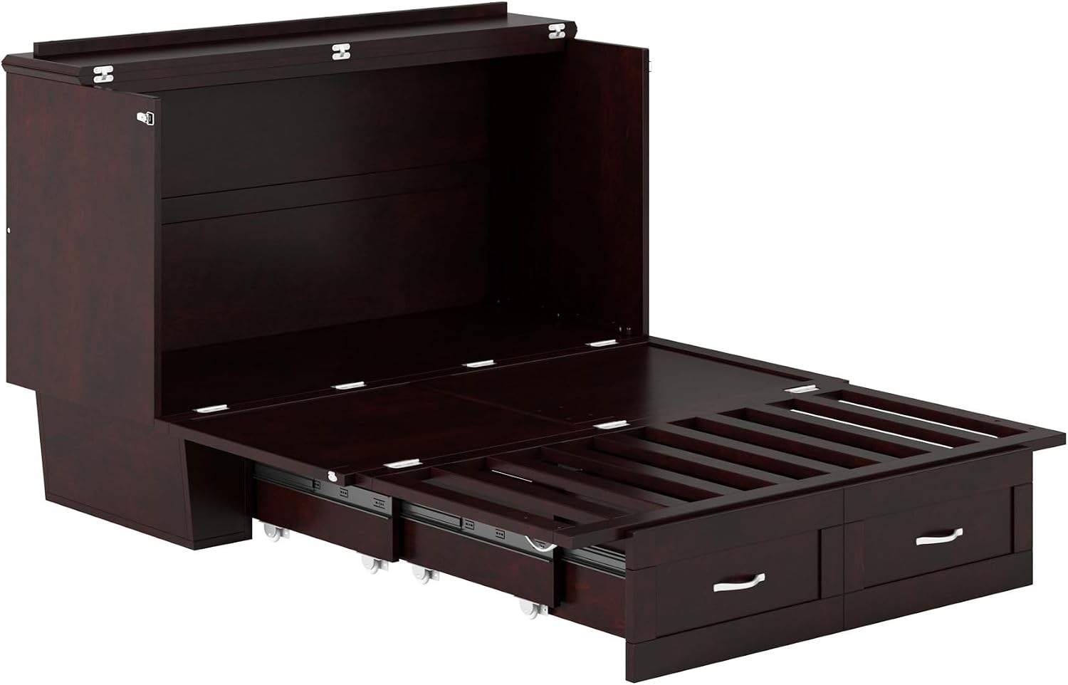 AFI, Monroe Full Murphy Bed Chest with 6' Mattress, Storage Drawer & Built-in USB Charger, Espresso
