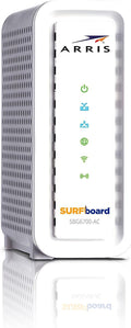 Arris Surfboard (8x4) Docsis 3.0 Cable Modem Plus AC1600 Dual Band Wi-Fi Router, Certified for Comcast Xfinity, Spectrum, Cox & More (SBG6700AC), White, Max Download Speed: 343 Mbps