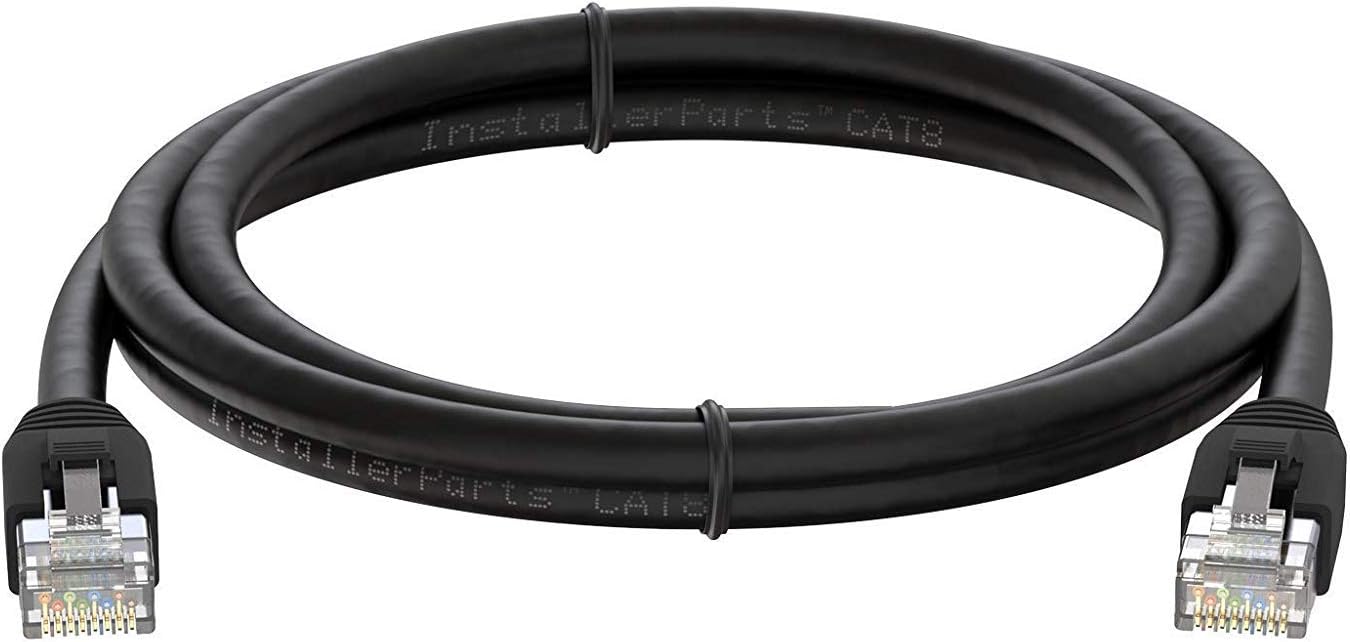 InstallerParts Ethernet Cable CAT8 Cable (50 Pack) 0.5 FT - Black - Professional Series - 40Gigabit/Sec Network/High Speed Internet Cable for Router, Modem,Gaming/2000 MHZ, 24AWG