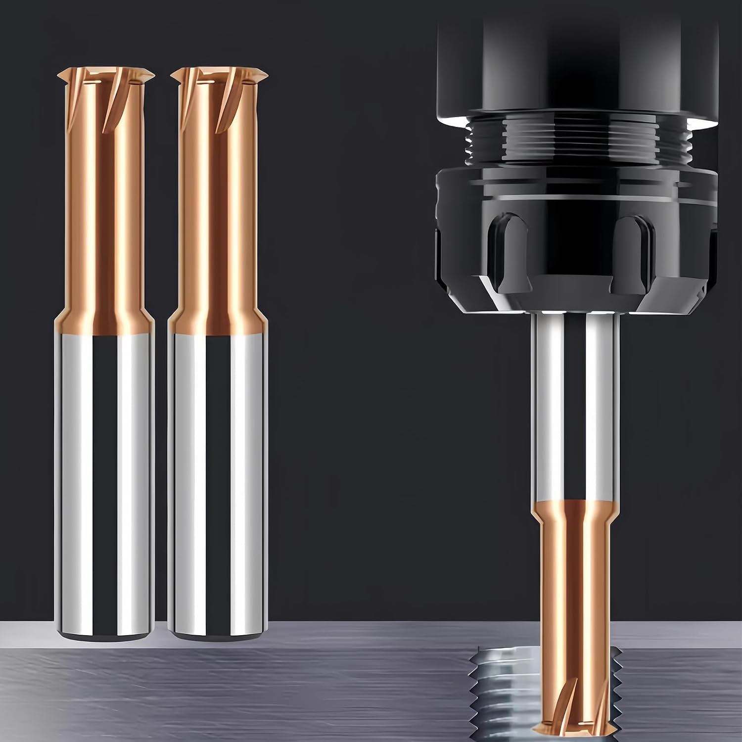 9/16-18 UNF Solid Carbide Micro UN Thread Mills Single Form Coated Threading Cutter CNC Blind Tapping Milling Bits Deep Holemaking for Hardened Carbon Steels Alloy Cast Iron