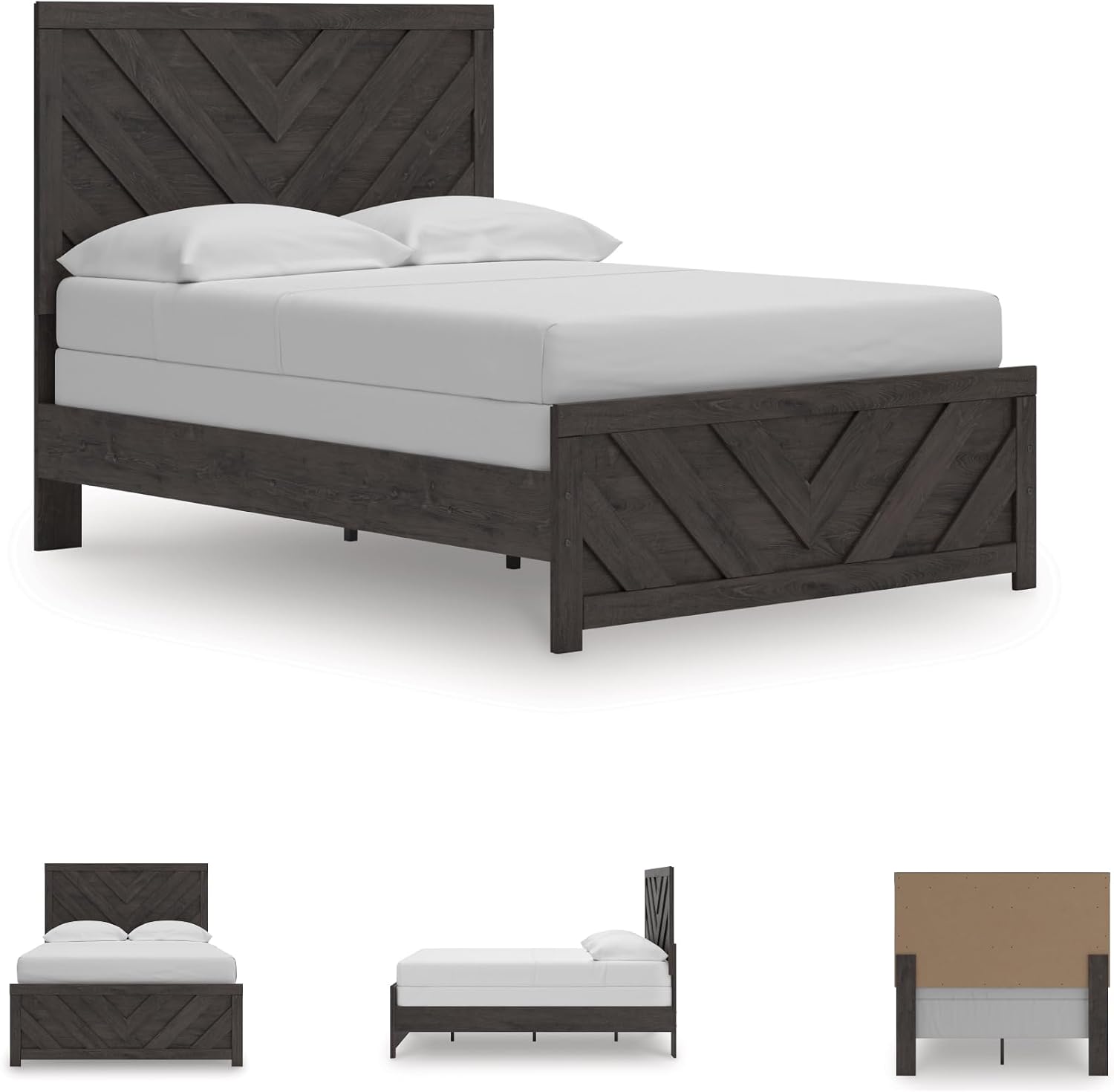 Signature Design by Ashley Prendonea Farmhouse Full Panel Bed, Foundation or Box Spring Needed, Gray