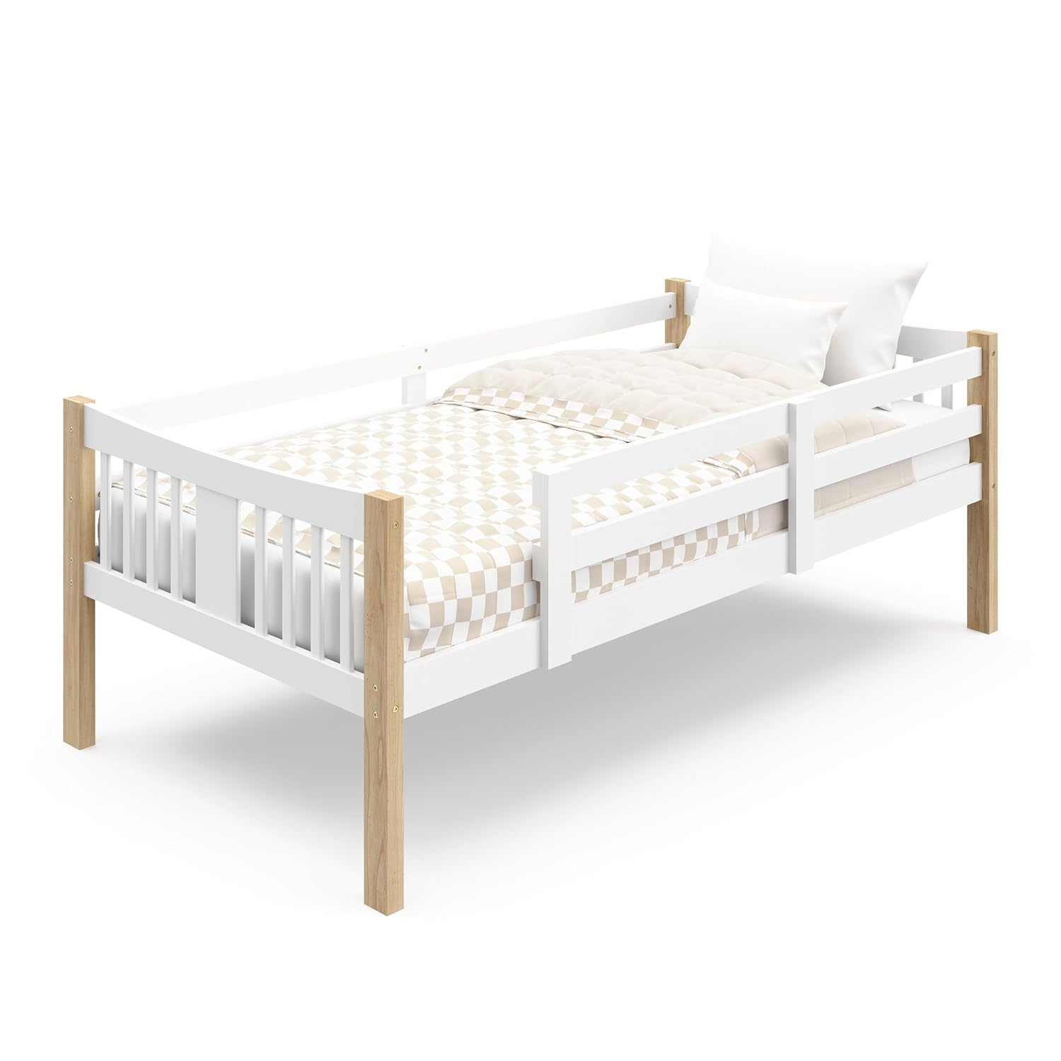 Storkcraft Caribou Bunk Bed Twin Over Twin Bunk Bed (White with Natural) - GREENGUARD Gold Certified, Converts to 2 Individual Beds
