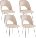 Luxury Velvet Swivel Dining Chairs Set of 2 Beige Chairs for Living Room or Bedroom Single Light Luxury Design Metal Legs Elegant Furniture for Home Décor (Beige Set of 4)