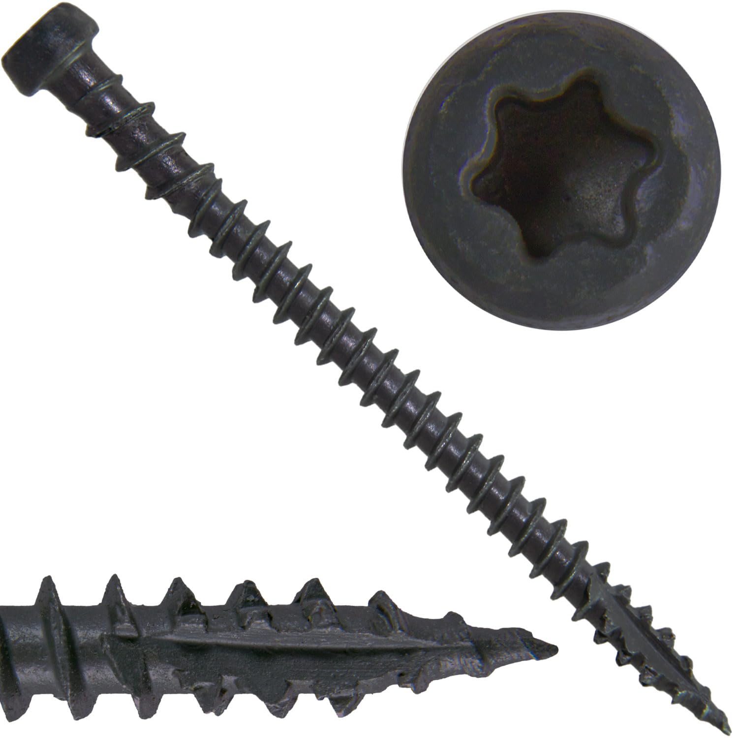 10 x 2-3/4' Gray Birch Composite Decking Wood Screw Torx/Star Drive Head - Exterior Coated - AQC Lumber Compatible - 5 Pound CASE ~3870 Screws