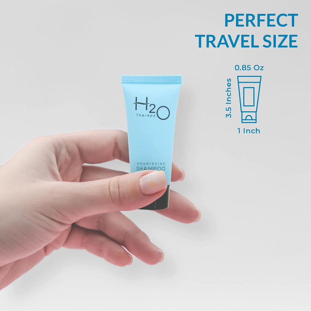 Travel Size Hotel Shampoo 300 Count 0.85 oz Bottles Guest Amenities for Hotels Vacation Rentals and Short Term Rentals Paraben Free Green Tea Scent Infused with Aloe and Olive Oil by H2O Therapy