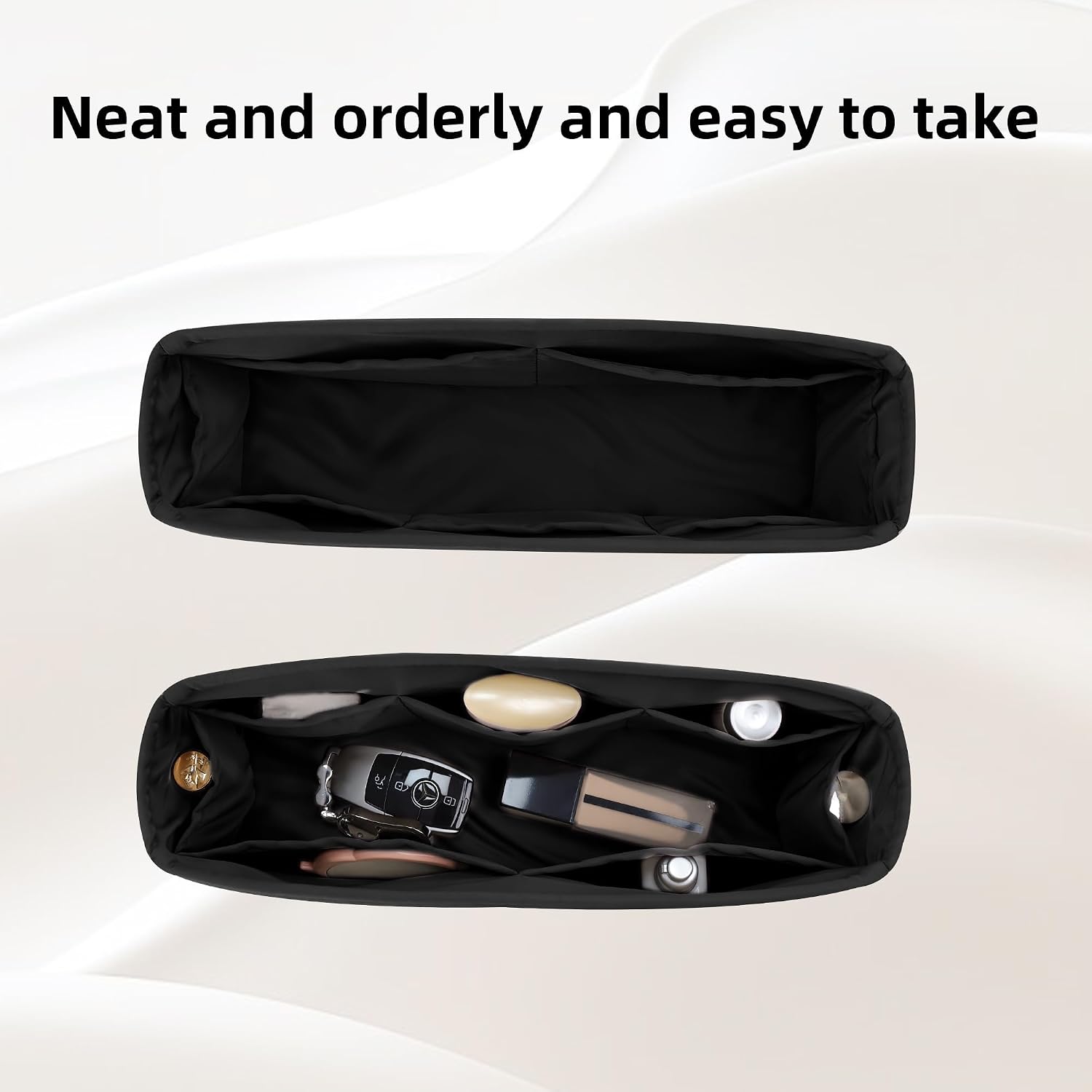 DGAZ Bag Organizer Insert For Kelly pochette/mini II /20/25/28/32/35/40/42/45 Bags, Silk Purse Organizer, Simplicity Handbag & Tote Organizer(Black,KL50)