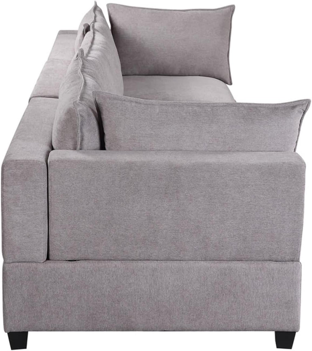 Daesar Sofa 3 Seater, Wood Frame, Light Grey Fabric Sofa Furniture for Small Space, Living Room, Bedroom, Studio, Apartment