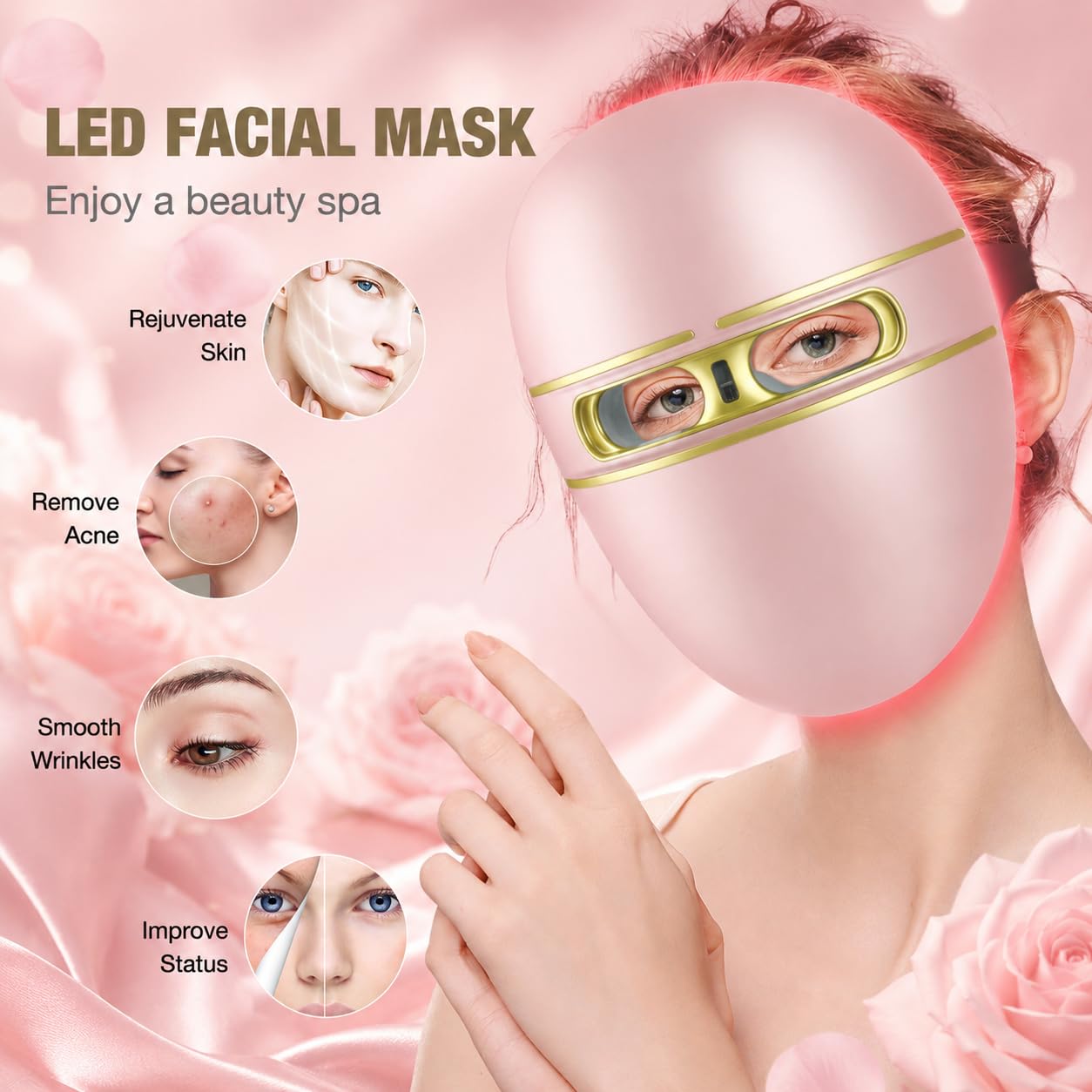 Pro-Grade FSA LED Light Therapy Facial Mask -Red & Blue Light Anti Aging FSA Face Mask- Salon Treatment for Acne,Wrinkles & Redness at Home,Ideal Skincare Device for Birthday, Mom Gift