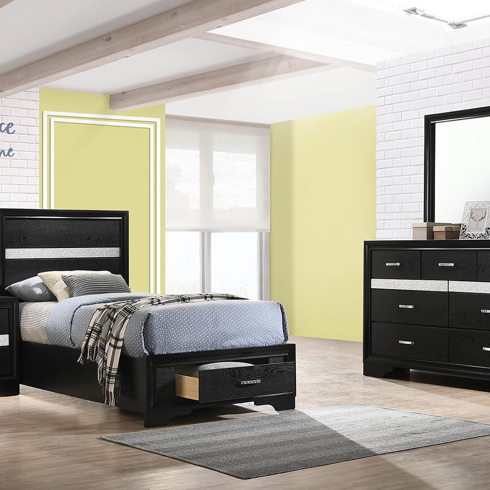 Black 4-piece Twin Bedroom Set