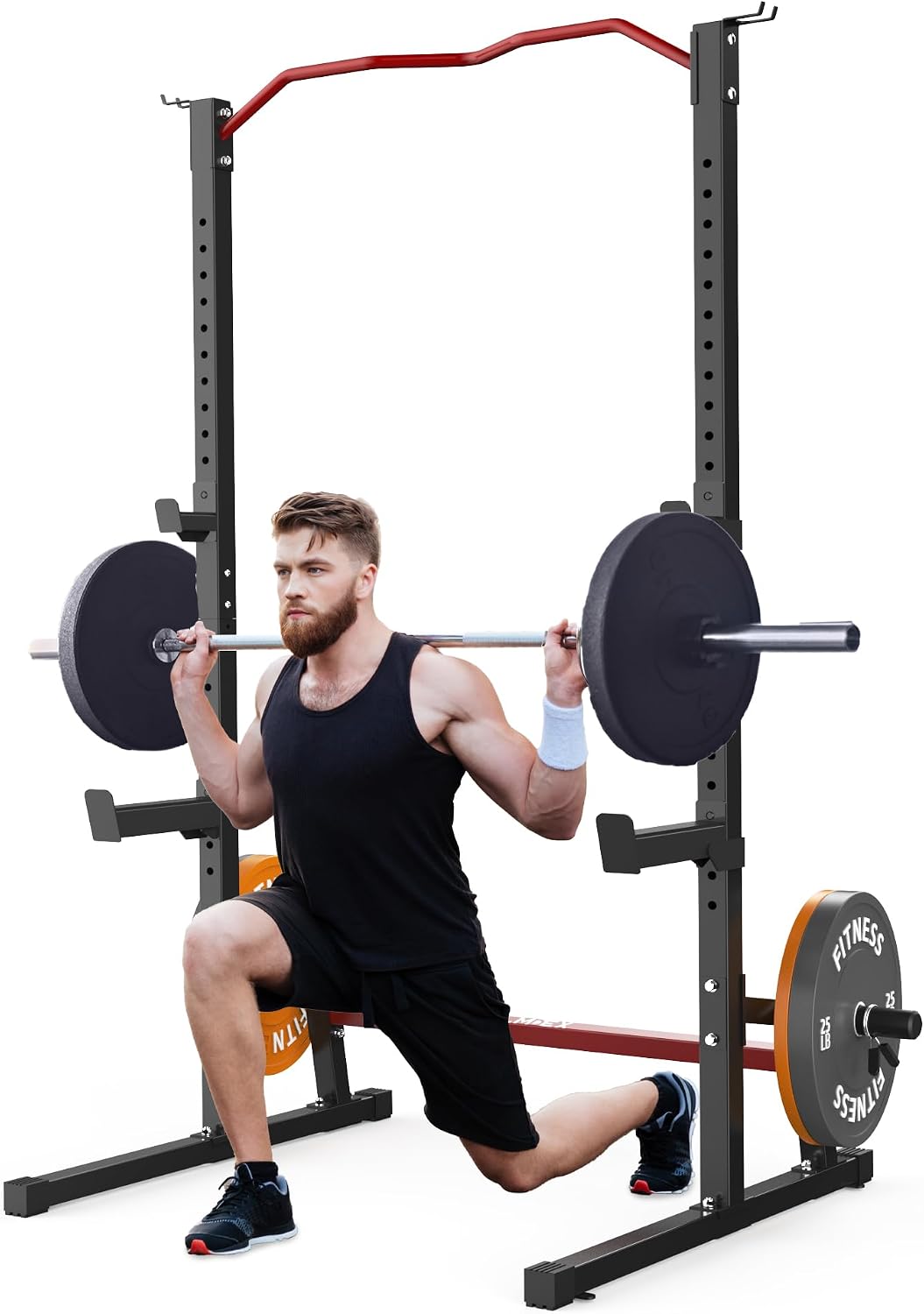 Lmdex Adjustable Squat Rack Barbell Rack Squat Stand Bench Press Pull Up Home Gym Weight Rack