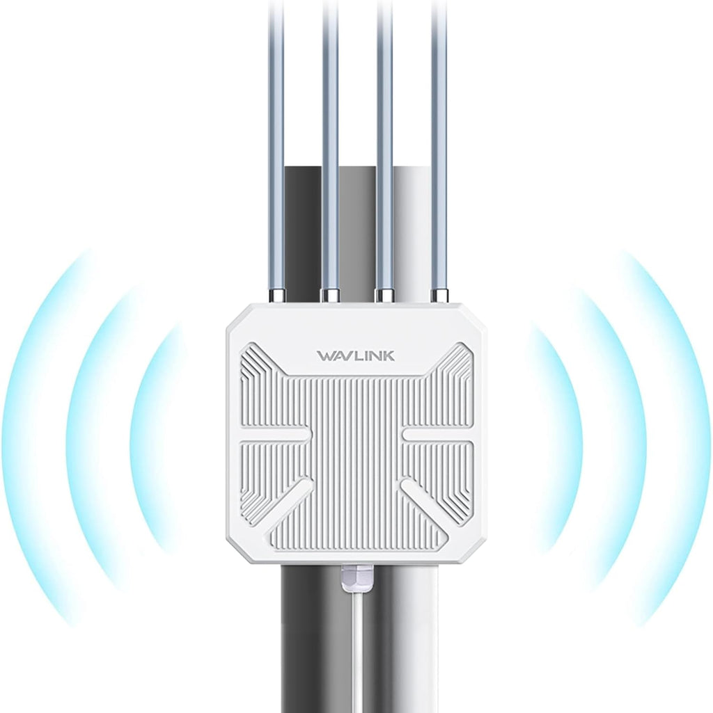 2026 AX1800 Outdoor WiFi 6 Extender Long Range, WAVLINK Outdoor WiFi Access Point with PoE, 4x8dBi High-Gain Antennas, IP67 Weatherproof, Support Up to 256 Devices for Farm, Yard, Patio, RV, Garage