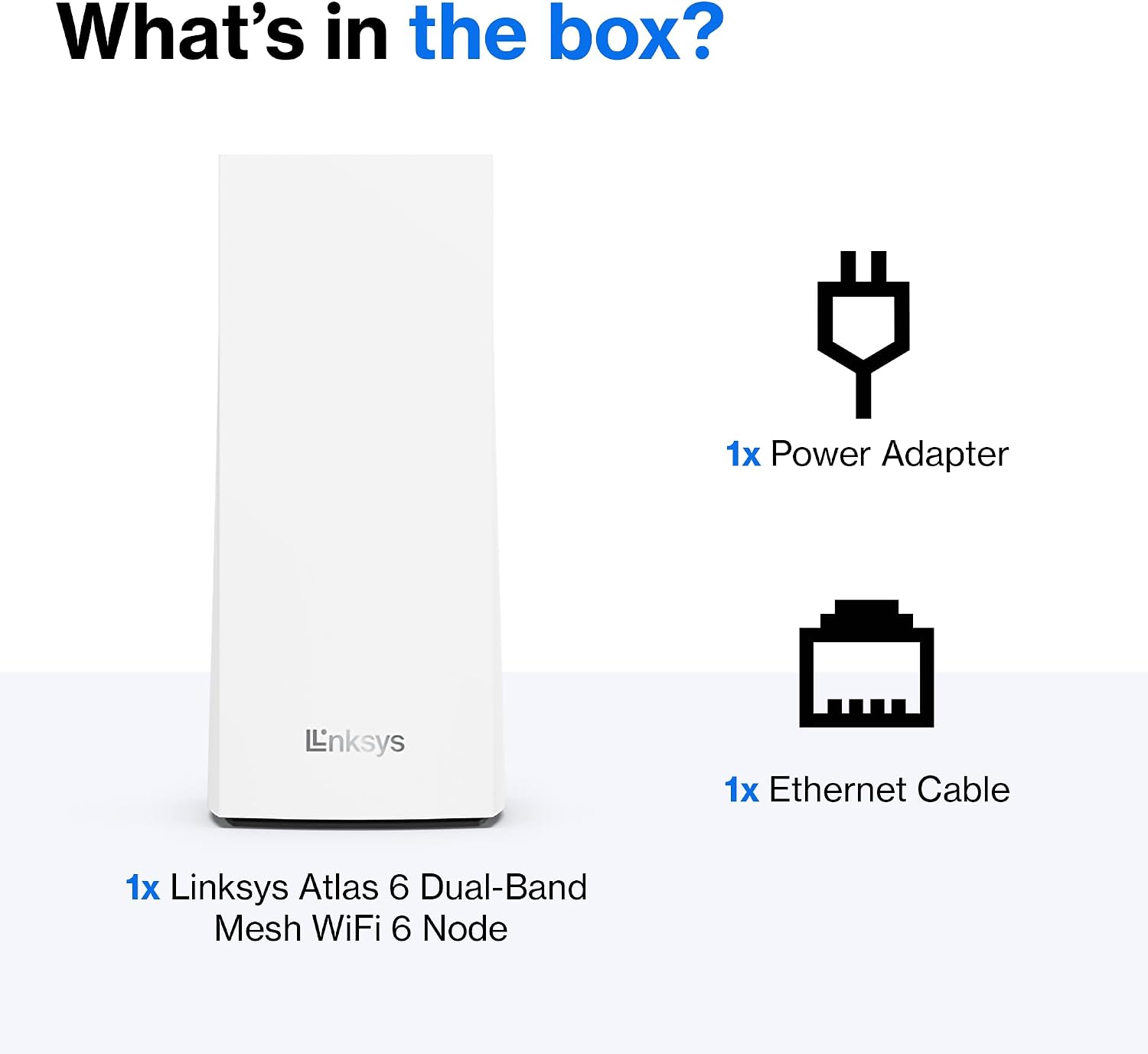 Linksys Atlas WiFi 6 Router Home WiFi Mesh System, Dual-Band, 2,000 Sq. ft Coverage, 25+ Devices, Speeds up to (AX3000) 3.0Gbps - MX2000 1-Pack,White