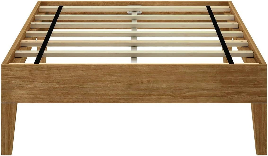 Plank+Beam Solid Wood Platform Bed Frame, Strong Wood Slat Support, No Box Spring Needed, Easy Assembly, Pecan, Twin