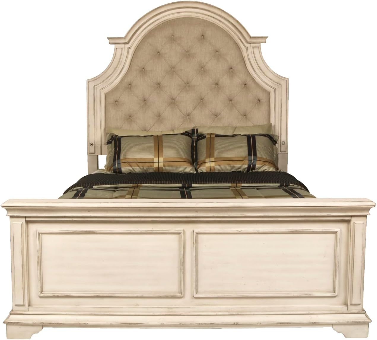New Classic Furniture Anastasia Solid Wood California King Bed, Antique White