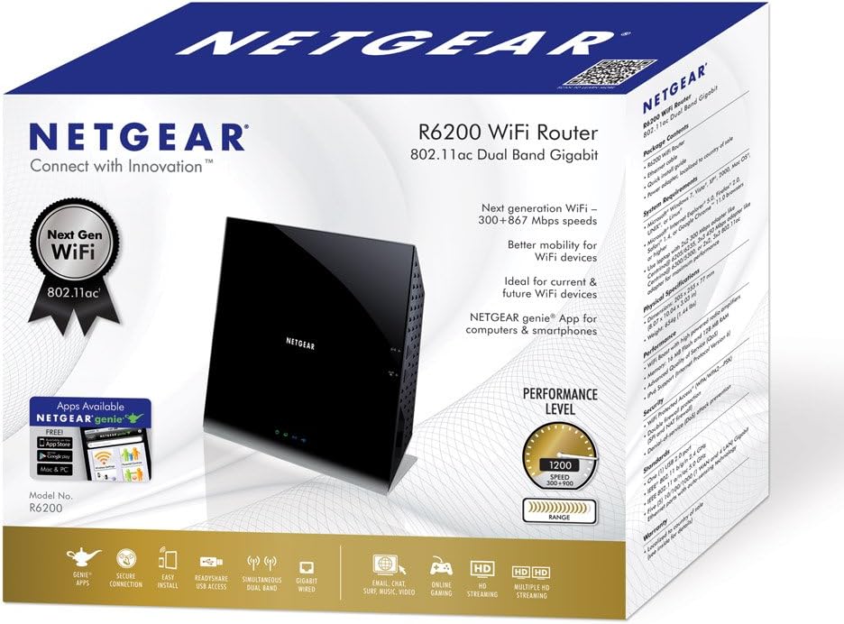 NETGEAR Wireless Router - AC 1200 Dual Band Gigabit (R6200)