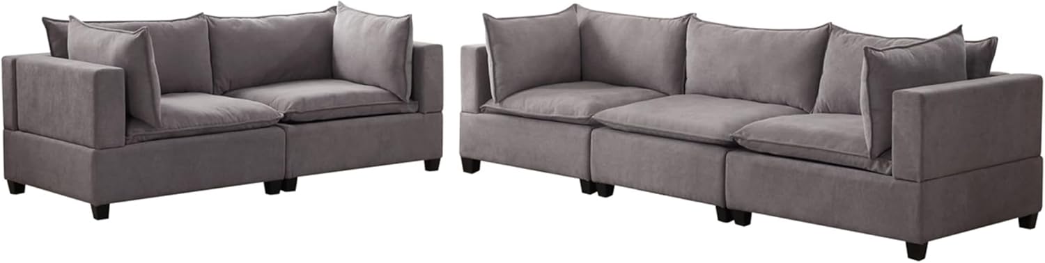 Daesar 2 Piece Couch Set, Wood Frame, Light Grey Fabric Loveseat Sofa Living Room Set Furniture for Small Space, Bedroom, Studio, Apartment