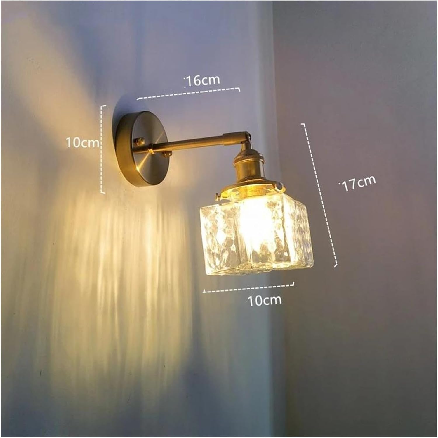 Wall Sconces, Glass LED Bathroom Mirror Light Copper Home Indoor Lighting Luminaria Bedroom Living Room Nordic Modern Wall Lamp Sconce(Switch On The Socket-B)