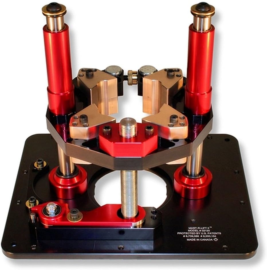 JessEm 02120 Mast-R-Lift II Router Lift with Top Plate and 10-Piece Insert Ring Kit with Caddy for Router Plates and Lift Systems (2 Items)