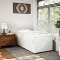 Twin XL Upholstered Bed Frame White Faux Leather Platform Bed with Slats Support Modern Bedroom Furniture