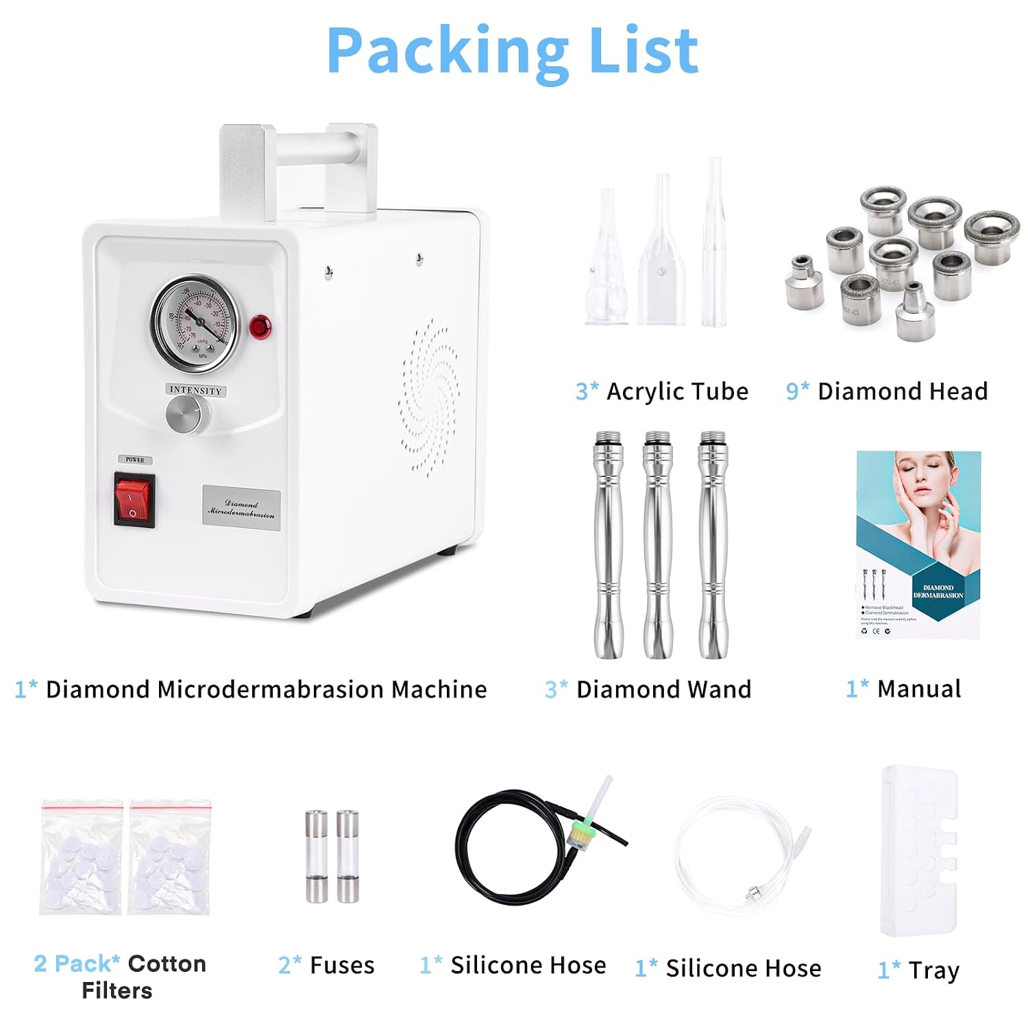 Diamond Micro Dermabrasion Machine, Yofuly Professional Dermabrasion Machine, Salon Home Use Facial Skin Care Device, 0-68cmHg