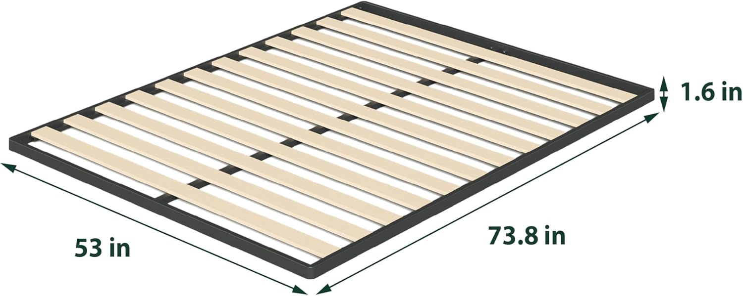 Zinus Deepak Easy Assembly Wood Slat 1.6 Inch Bunkie Board, Bed Slat Replacement, Full