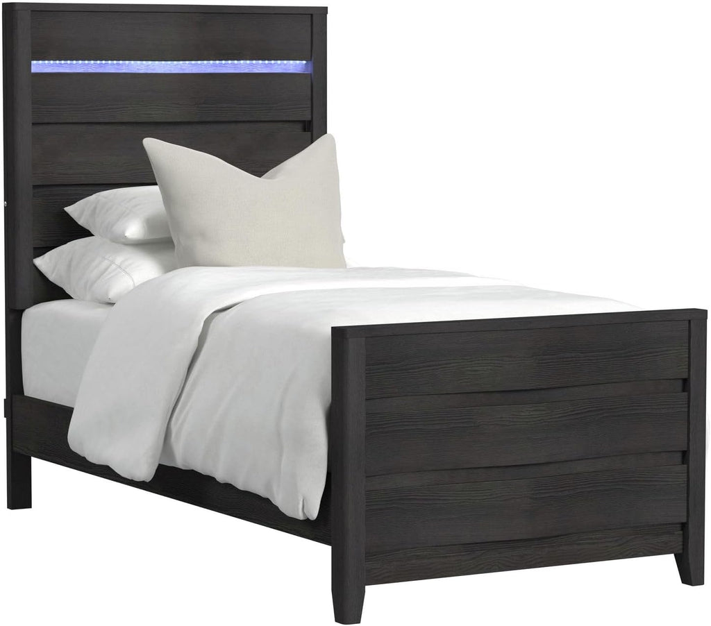 Picket House Chett Twin 3PC Bedroom Set with LED in Black