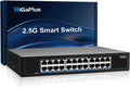 24 Port 2.5Gb Unmanaged Ethernet Switch with 24* 2.5G Base-T Ports, GiGaPlus 2.5Gbps Network Switch for 2.5Gbps NAS/PC, WiFi6 Router, Wireless AP. Fanless Design, Plug and Play