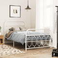 White Steel Twin Bed Frame Rectangular Modern Design with Sturdy Metal Construction for Adult Bedroom, 4-Piece Set