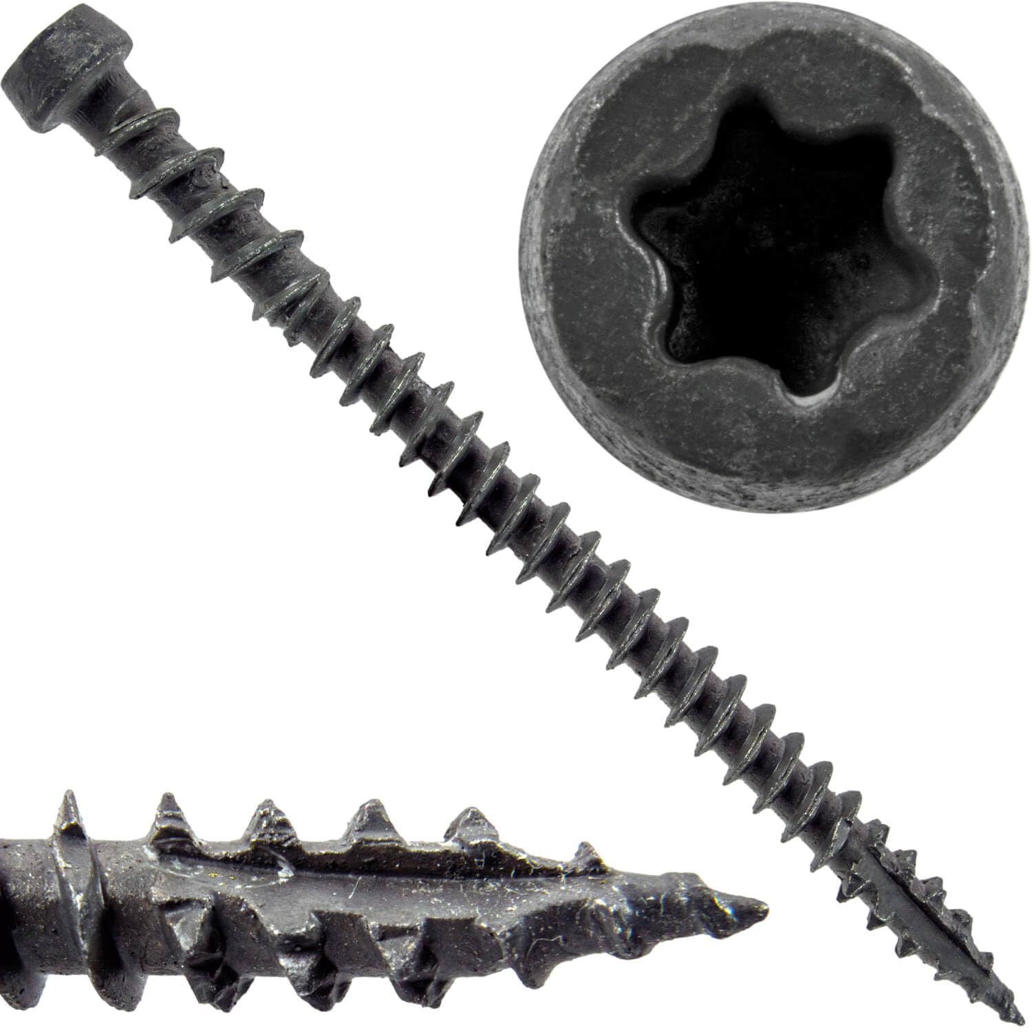Jake Sales #10 x 2-3/4' Graystone Colored Composite Decking Wood Screw with Torx/Star Drive Head - Decking Exterior Coated - AQC Lumber Compatible Full Box ~1750 Screws