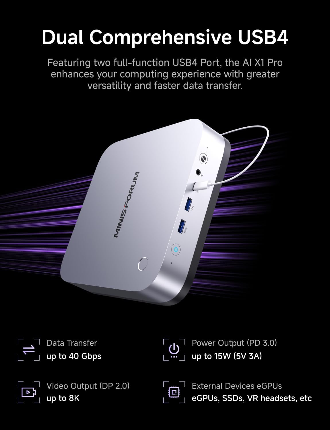MINISFORUM X1 Pro 370 Mini PC with AMD Ryzen AI 9 HX370, Radeon 890M Graphics, Without Storage/OS, 2x5G RJ45 Port|WiFi7|BT5.4, HDMI/DP/2xUSB4 Video Output, Copilot Support AI Mini Computer