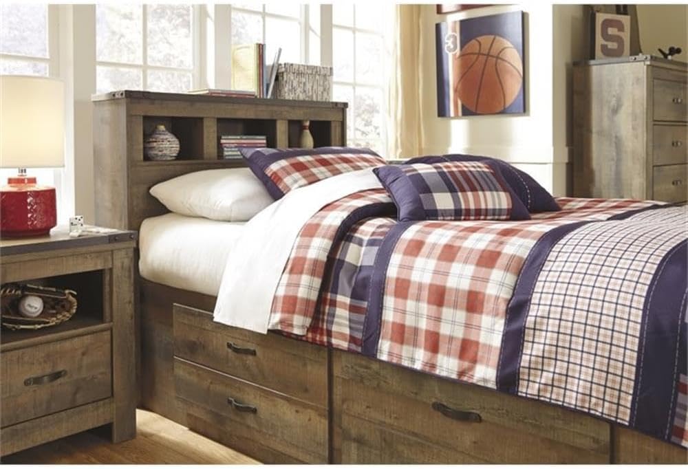 Ashley Furniture Trinell Twin Bed with Underbed Storage in Brown