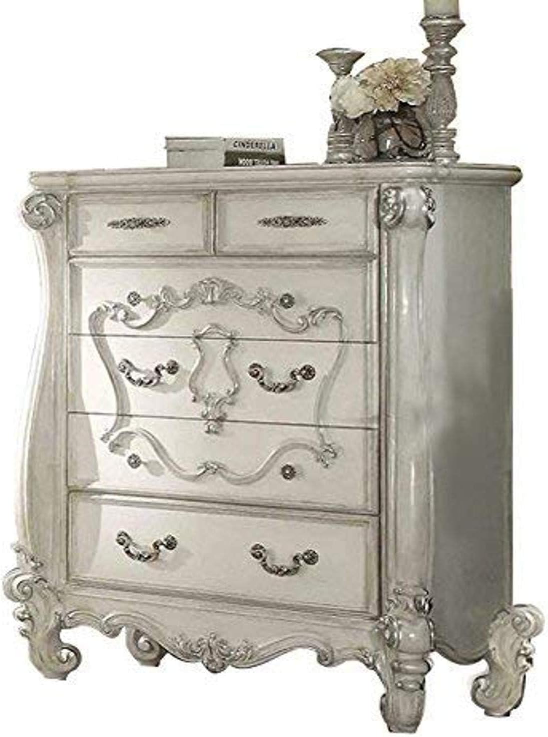 Acme Versailles 5 Drawer Chest in Bone and White
