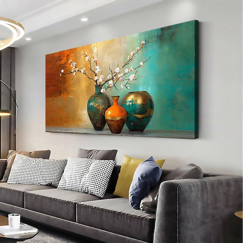 ZOMNAI Modern Painting Flowers in Vase Plants Wall Art Decor Artwork for Bedroom (30x60 Inches)