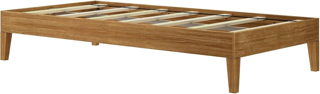 Plank+Beam Solid Wood Platform Bed Frame, Strong Wood Slat Support, No Box Spring Needed, Easy Assembly, Pecan, Twin