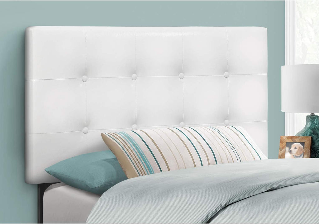 Monarch Specialties I 6002T Bed, Headboard Only, Twin Size, Bedroom, Upholstered, Pu Leather Look, White, Transitional