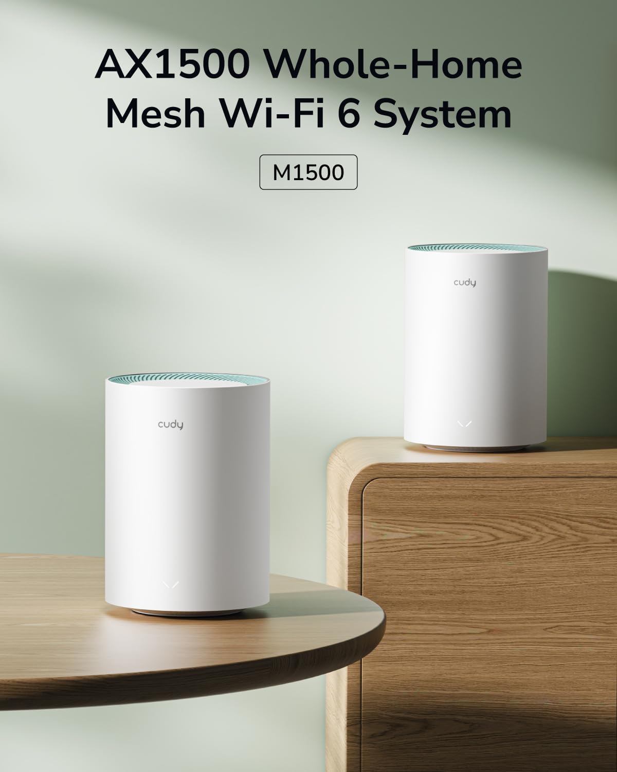 Cudy Dual Band AX1500 WiFi 6 Mesh Wi-Fi System, Replaces Routers and Extenders, Covers up to 2500 sq.ft., 3 Gigabit Ports per Unit, Supports Ethernet Backhaul, M1500 3-Pack