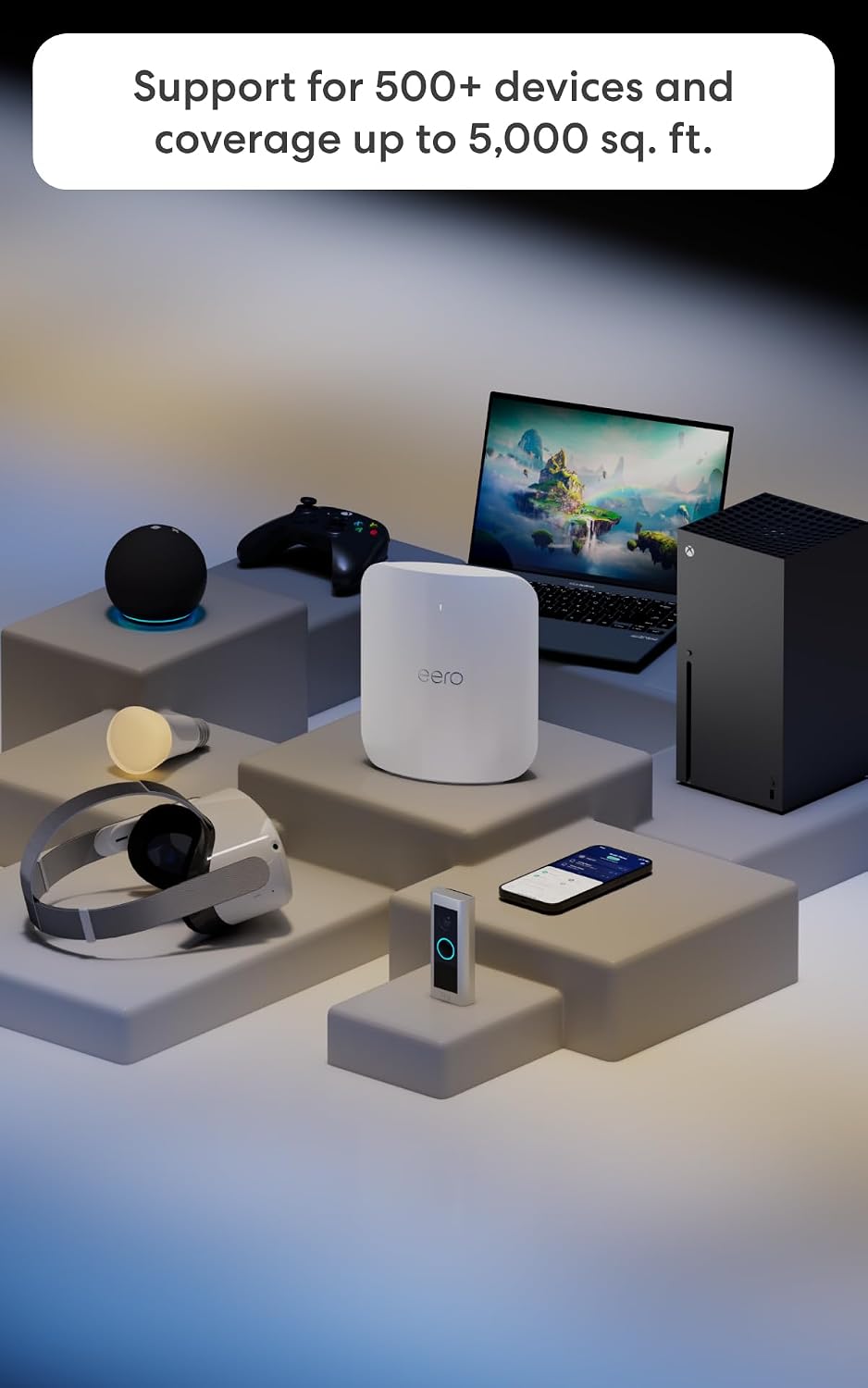 Amazon eero Max 7 mesh wifi system (newest model) - Supports internet plans up to 10 Gbps, Coverage up to 5,000 sq. ft., Connect 500+ devices, 2-pack