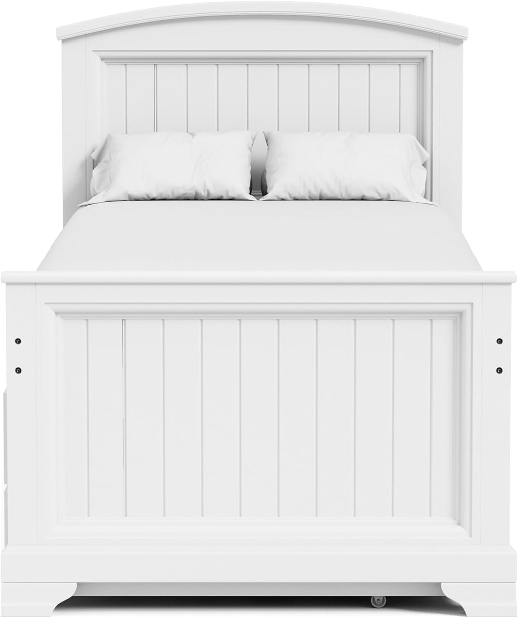 Furniture of America Darden Modern Solid Wood 3-Piece Bedroom Collection with Twin Captain Bed, Trundle and 2-Drawer Nightstands Set of 2, No Box Spring Required, White