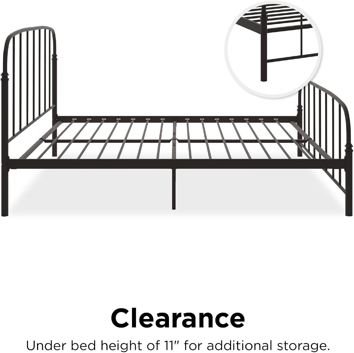 DHP Lafayette Metal Platform Bed with Rustic Style Curved Headboard and Footboard, Adustable Base Height for Underbed Storage, No Box Spring Needed, King, Bronze