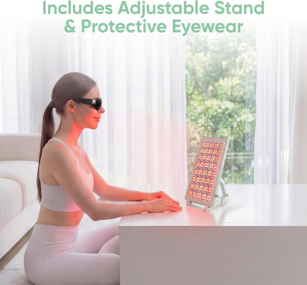 Nanoleaf Red Light Therapy Panel for Face & Body, 160 Dual Chip LEDs Light Therapy Lamp with Red Near Infrared Light 660nm & 850nm, Anti-Aging Device Built-in Timer & 4 Intensity Levels